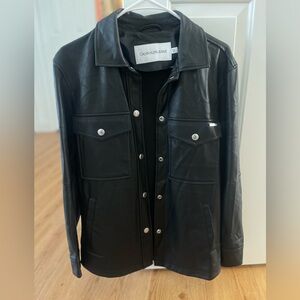 Calvin Klein Jeans black leather oversized shirt